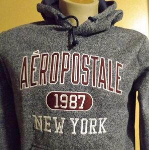 Aeropostale women's marble blue pullover hoodie 1987 new york